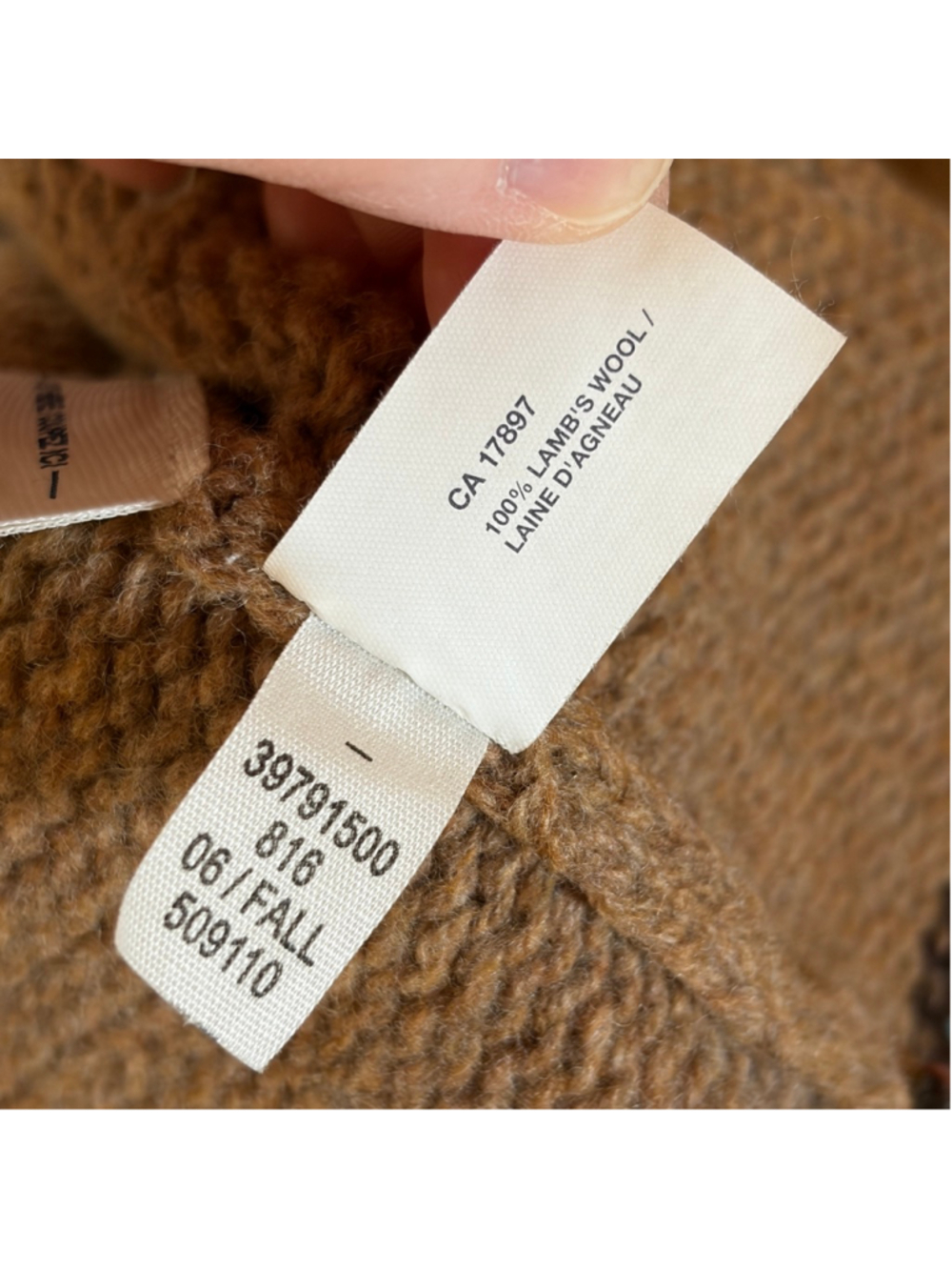 GAP Brown Fair Isle Lambswool Cardigan Women’s Large Button Front V-Neck Pockets - Picture 11 of 12